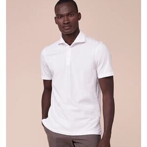 Fedeli Shirt Men 52 Zero Organic Cotton Short Sleeve Polo White Minimalist Luxur